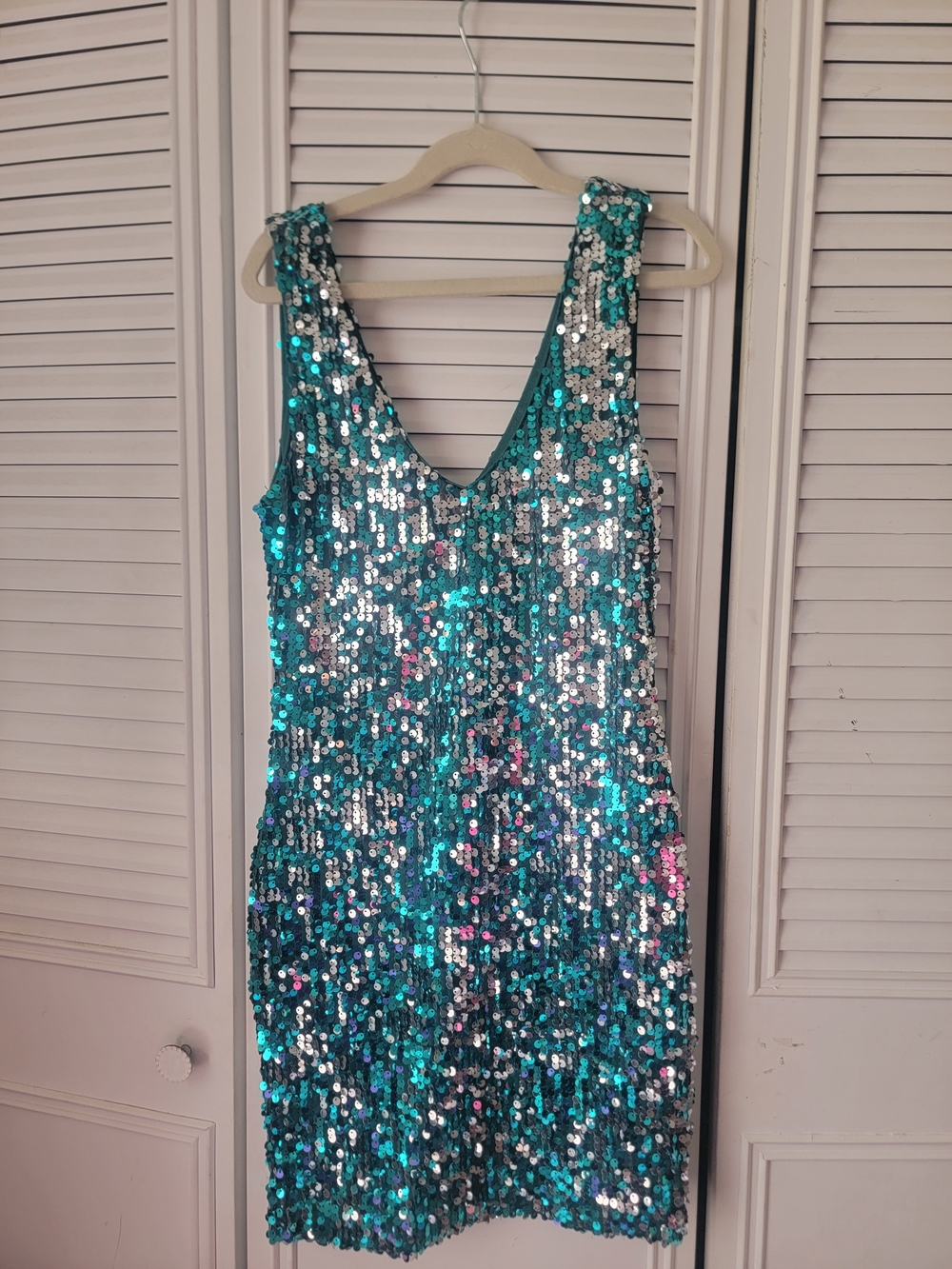 Charlotte Russe Teal and Silver Sequin Mini Dress
